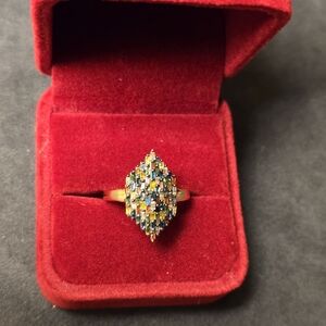 Gold Plated .925 Sterling Silver Multi-Colored Lab Diamond Ring